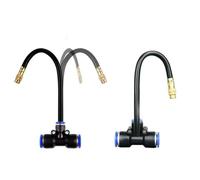 LARPOPKC Ugello nebulizzatore in Ottone + Raccordo a T con Tubo Flessibile Integrato Pieghevole, Adatto per sistemi di irrigazione Esterni Atomizing Nozzle + 8mm Tee Belt 5pz