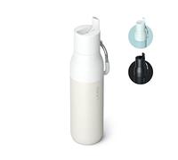 LARQ Flip Top 500ml - Borraccia termica in acciaio inox con doppio isolamento, Cannuccia con tappo ribaltabile, Moschettone rivestito in silicone, Senza BPA, Granite White