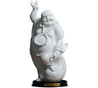 L'arredamento Cinese del Feng Shui attira ricchezza e buona Fortuna Regali di congratulazioni Statue di Buddha Che ridono in Ceramica Bianca per la casa e L'Ufficio 0915 (Dimensioni: c)