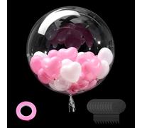 Larrel Bobo Palloncini trasparenti, 10 pezzi, 60 cm, bobo, trasparente, rotondi, trasparenti, con nastro per il riempimento, palloncini a bolle riutilizzabili per feste di compleanno, matrimoni, fai