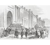 L'arrivo dell'oro californiano e dei dollari messicani alla Banca d'Inghilterra di Londra nel 1849. Dopo un'illustrazione nel London Illustrated News pubblicato il 22 settembre 1849. Stampa poster di