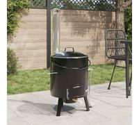 Larryhot Cannone per gulasch con camino e coperchio in acciaio smaltato nero, ideale per barbecue Questo cannone per gulasch, completo di accessori essenziali, è perfetto per feste in giardino, cucine