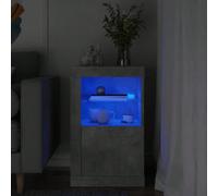 Larryhot Mobile laterale con luce LED in legno grigio, bello e pratico, ideale per rinnovare e arredare la casa Con un design alla moda per il mio studio, questo mobile laterale con illuminazione a LE