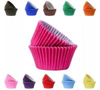 LARRYROO - Pirottini per cupcake vivaci e colorati, in carta oleata, 50 mm, per cupcake e muffin (50, Rosa acceso)