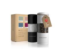 LARS NYSAM Salt and Pepper grinder Set I Salt and Pepper Mills with Adjustable ceramic grinder 2 pieces I Manual Design Spice grinder Set (BlackWhite)