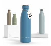 LARS NYSØM Borraccia Termica 500ml in Acciaio Inox | Bottiglia isolata 0.5 litro | Bottiglia d'Acqua a Tenuta stagna per Sport, Bicicletta, Cane, Bambino, (Calypso Blue, 500ml)