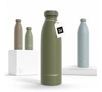 LARS NYSØM Borraccia Termica 500ml in Acciaio Inox | Bottiglia isolata 0.5 litro | Bottiglia d'Acqua a Tenuta stagna per Sport, Bicicletta, Cane, Bambino, (Olive Green, 500ml)