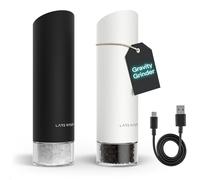 LARS NYSØM Macina Sale e Pepe Elettrica Gravity - Set di Macinini Automatici Ricaricabili USB-C, Macinatura Regolabile, Utilizzo con una Mano per Cucina (Black/White)