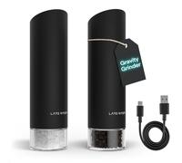 LARS NYSØM Macina Sale e Pepe Elettrica Gravity - Set di Macinini Automatici Ricaricabili USB-C, Macinatura Regolabile, Utilizzo con una Mano per Cucina (Carbon Black)