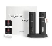 LARS NYSØM Macina spezie elettrici - Set regalo con macina sale e pepe e 2 barattoli (sale, pepe) - Elegante confezione regalo (Carbon Black)