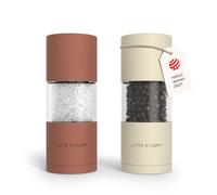 LARS NYSØM Set di macine per sale e pepe in acciaio inossidabile con macinino in ceramica regolabile 2 pezzi I Designer Spice Mill Set (Red/Beige)