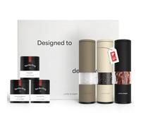 LARS NYSØM Set di macinini per sale, pepe e peperoncino con 3 barattoli di spezie - Elegante confezione regalo, perfetta come idea regalo (Brown/Beige/Black)