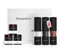 LARS NYSØM Set di macinini per sale, pepe e peperoncino con 3 barattoli di spezie - Elegante confezione regalo, perfetta come idea regalo (Carbon Black)