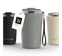 LARS NYSØM Tazza Termica per caffè 380ml - Caffè Mug Termica da Viaggio | Tazza Termica per Caffè da Viaggio - con Cinturino & Coperchio in Tritan - Tenuta Stagna Thermal Tazza - 4h Caldo e 8h Freddo
