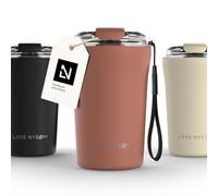 LARS NYSØM Tazza Termica per caffè 380ml - Caffè Mug Termica da Viaggio | Tazza Termica per Caffè da Viaggio - con Cinturino & Coperchio in Tritan - Tenuta Stagna Thermal Tazza - 4h Caldo e 8h Freddo