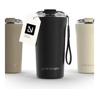 LARS NYSØM Tazza Termica per caffè 500ml - Caffè Mug Termica da Viaggio | Tazza Termica per Caffè da Viaggio - con Cinturino & Coperchio in Tritan - Tenuta Stagna Thermal Tazza - 4h Caldo e 8h Freddo
