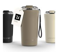 LARS NYSØM Tazza Termica per caffè Thermo Coffee Mug-to-Go con Cinturino & Coperchio in Tritan 500ml | Tazza da Viaggio 0,5 Litri con Isolamento | Per caffè e tè (Taupe Brown, 500ml)