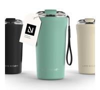 LARS NYSØM Tazza Termica per caffè Thermo Coffee Mug-to-Go con Cinturino & Coperchio in Tritan 500ml | Tazza da Viaggio 0,5 Litri con Isolamento | Per caffè e tè (Aqua Turquoise, 500ml)
