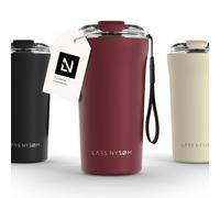 LARS NYSØM Tazza Termica per caffè Thermo Coffee Mug-to-Go con Cinturino & Coperchio in Tritan 500ml | Tazza da Viaggio 0,5 Litri con Isolamento | Per caffè e tè (Berry Red, 500ml)