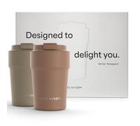 LARS NYSØM Thermo Coffee Mug-to-go Gift Set - 2 tazze termiche da 380 ml per caffè e tè - Il set di tazze a prova di perdite viene fornito in un'attraente confezione regalo (Brown)