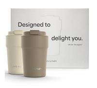 LARS NYSØM Thermo Coffee Mug-to-go Gift Set - 2 tazze termiche da 380 ml per caffè e tè - Il set di tazze a prova di perdite viene fornito in un'attraente confezione regalo (Brown/Beige)
