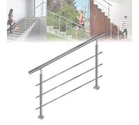 LARS360 180 cm, corrimano, ringhiera per scale, diametro 42 mm, barre per ringhiera in acciaio inox, 3 barre trasversali, ringhiere per terrazze, montaggio a pavimento, kit di montaggio per interni ed
