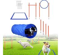 LARS360 Agility - Set di attrezzi per cani per animali domestici, agility, ostacoli con tunnel per cani, anello per saltare, asta per ostacoli regolabile in altezza