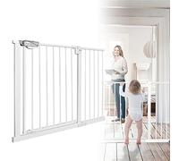 LARS360 Barriera di protezione per scale, senza foratura, estensibile, apertura con una sola mano e chiusura automatica, in metallo, per neonati e animali domestici, 105-115 cm, bianco