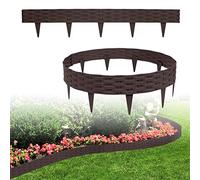 LARS360 Bordo per prato, 10 m, con 10 elementi da 100 cm, in plastica pieghevole, design rattan, bordatura per aiuole, palizzate da giardino (10 pezzi, marrone)