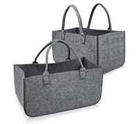 LARS360 Brennholz - Borsa per la spesa in feltro, 2 pezzi, 30 kg, resistente borsa multifunzione di alta qualità (grigio chiaro)