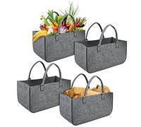 LARS360 Brennholz - Borsa per la spesa in feltro, 4 pezzi, 30 kg, resistente borsa multifunzione di alta qualità (grigio chiaro)