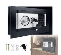 LARS360 Cassaforte elettronica, Mini cassaforte a muro, Minisafe, Cassaforte con PIN digitale e chiave di sicurezza, 22L (35 x 25 x 25 cm), Nero