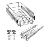 LARS360 Cassetto telescopico per armadio con guide telescopiche in metallo cromato, antiruggine, rimovibile, portata massima 20 kg, adatto per armadi larghi 30 cm (larghezza effettiva 27 cm, 2 pezzi)