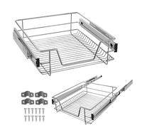 LARS360 Cassetto telescopico per armadio con guide telescopiche in metallo cromato, antiruggine, rimovibile, portata massima 20 kg, adatto per armadi larghi 50 cm (larghezza effettiva 47 cm, 2 pezzi)