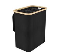 LARS360 Cesto per la Biancheria a 3 Scomparti, Cesto per Biancheria con Coperchio, 140L, Cesto Compatto, Cesto Pieghevole per la Biancheria, Organizzatore per Biancheria (Nero)