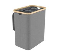 LARS360 Cesto per la Biancheria a 3 Scomparti, Cesto per Biancheria con Coperchio, 140L, Cesto Compatto, Cesto Pieghevole per la Biancheria, Organizzatore per Biancheria (Grigio)