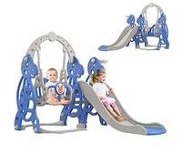 LARS360 Parco giochi per bambini 4 in 1, scivolo giocattolo con scaletta, altalena e cestino da basket, set da gioco multifunzione per bambini da 1 a 5 anni (tipo B)