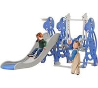 LARS360 Parco giochi per bambini 4 in 1, scivolo giocattolo con scaletta, set da gioco multifunzione per bambini dai 1 ai 5 anni, altalena e cestino da basket, per interni ed esterni (tipo A)