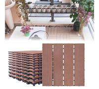 LARS360 Piastrelle Legno 30 x 30 cm da Esterni Balcone WPC Legno Mattonella Esterno Giardino Piastrelle per Terrazze, Balconi, Pavimenti, Drenaggio, Giardino, Marrone, Set di 22 (2 m²)