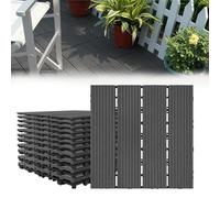 LARS360 Piastrelle Legno 30 x 30 cm da Esterni Balcone WPC Legno Mattonella Esterno Giardino Piastrelle per Terrazze, Balconi, Pavimenti, Drenaggio, Giardino, Antracite, Set di 22 (2 m²)