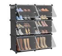 LARS360 Scarpiera Portatile a 6 Livelli, Armadietto modulare per Armadio a cubo per Risparmiare Spazio, Scarpiera Con Ante in Plastica per Corridoio, Camera da letto, Ingresso (82 x 32 x 93 cm)
