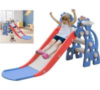 LARS360 Scivolo 3 in 1 per Bambini - Con Scala da Arrampicata e Cestino da Basket, Pieghevole, Parco Giochi Multifunzionale per Bambini 1-5 Anni, per Uso Interno ed Esterno