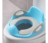 LARS360 Sedile WC per bambini da 12 mesi a 7 anni, con imbottitura antiscivolo, manico e paraspruzzi (blu)