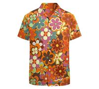 LARSD Camicia da uomo anni '70, motivo cachemire vintage floreale abbottonato, camicia hippie vestiti anni '60, Hippie Floreale, 3XL