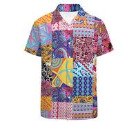 LARSD Camicia da uomo anni '70 Paisley Camicie Vintage Floreale Button Up Shirt Hippie Vestiti 60s Camicia da discoteca, Paisley rosa., 3XL