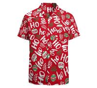 LARSD Camicie anni '80 da uomo anni '90 Button Up camicia vintage retrò hawaiana spiaggia camicia neon discoteca divertente camicia da festa, Natale Red Ho, M