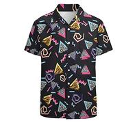 LARSD Camicie Anni 80 per Uomo, Camicia Anni 90 con Bottoni, Camicia Vintage Retro Hawaiana da Spiaggia, Camicia Neon Disco, Camicia Divertente da Festa, M