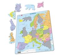 Larsen A8 Mappa politica dell'Europa per i bambini più piccoli, edizione Tedesco, Puzzle Incorniciato con 37 pezzi