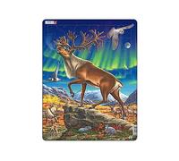 Larsen FH26 Renna nell'aurora boreale, edizione Neutro, Puzzle Incorniciato con 60 pezzi