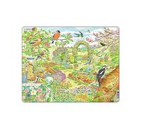 Larsen FH37 Fiori colorati e uccelli in un bellissimo giardino, Puzzle Incorniciato con 60 pezzi